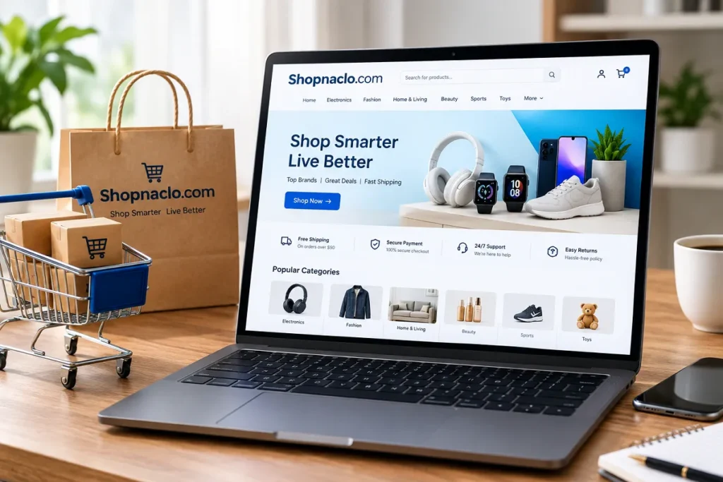 Shopnaclo.com online shopping website featuring electronics, fashion, and lifestyle products.